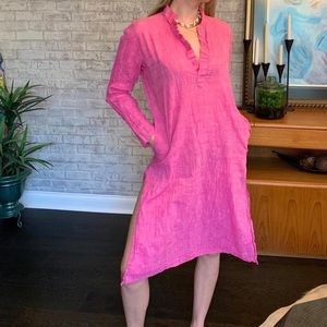Pink linen dress
